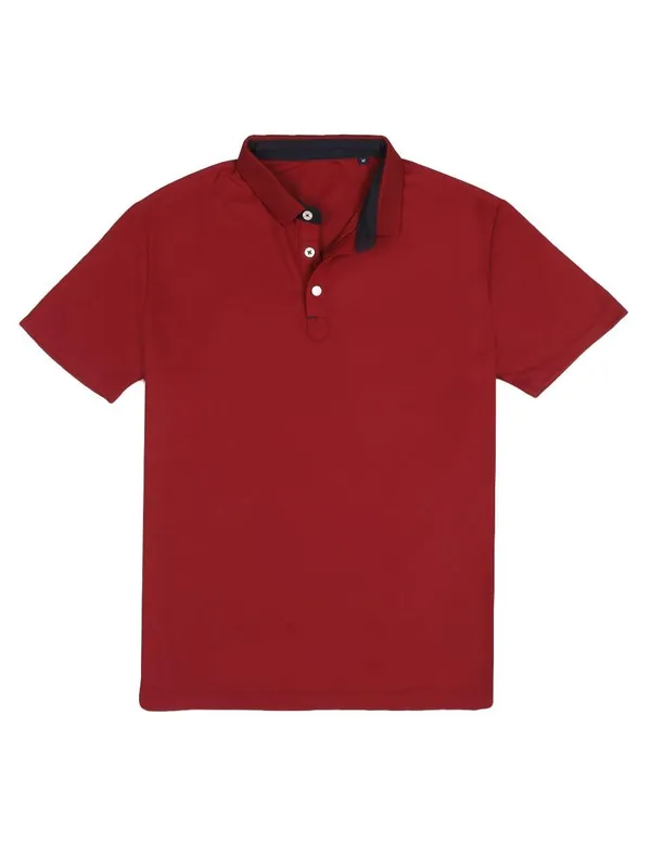 French_Wine_Poly_Cotton_Regular_Fit_Polo_T-Shirt_For_Men