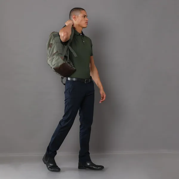 Olive_Green_Poly_Cotton_Regular_Fit_Polo_T-Shirt_For_Men