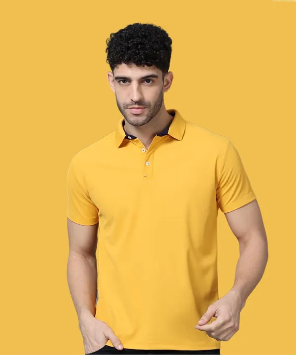 Mustard_Yellow_Poly_Cotton_Regular_Fit_Polo_T-Shirt_For_Men