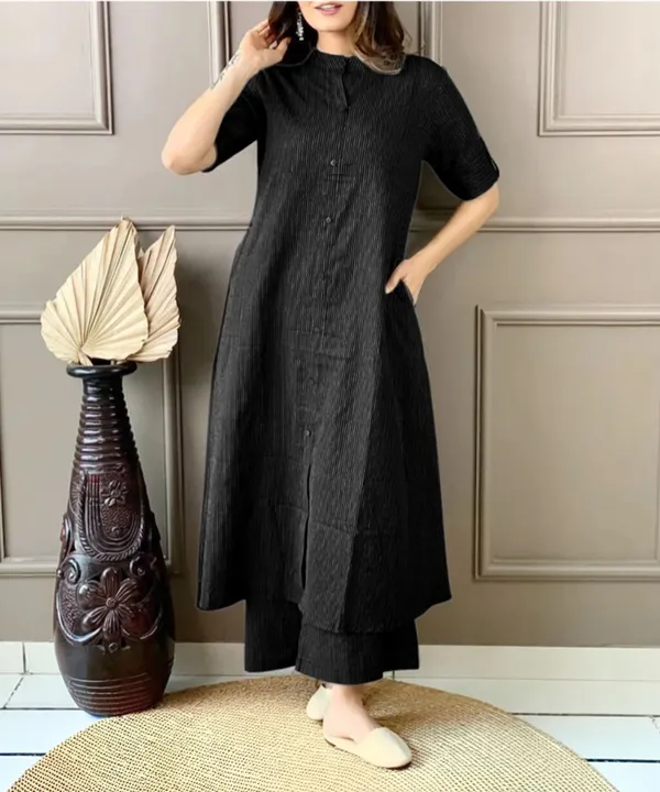 Black_And_Green_Pure_Cotton_Kurta_Palazzo_Set_Pack_Of_2