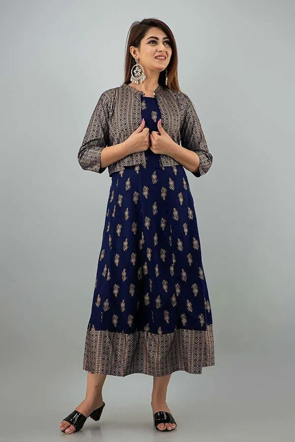 Blue_Cotton_And_Rayon_A_And_Line_Anarkali_Kurta_For_Women