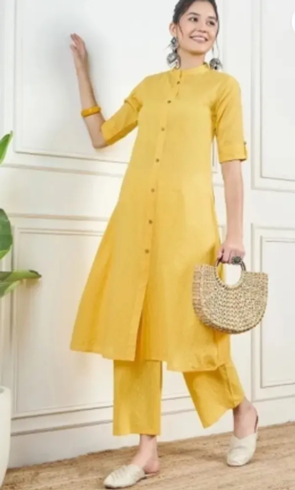 Yellow_Cotton_Straight_Kurta_With_Palazzo_Set_For_Women