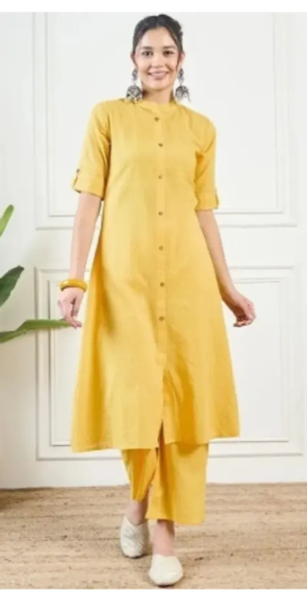 Dark_Pink_And_Yellow_Premium_Cotton_Kurta_With_Palazzo_Set_Pack_Of_2
