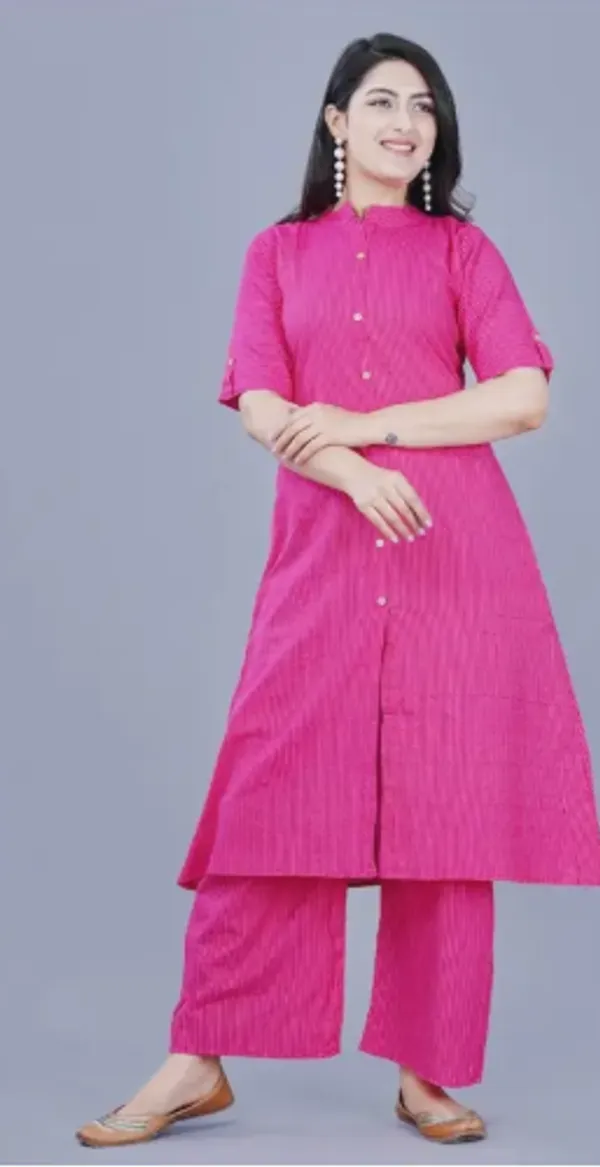 Dark_Pink_And_Yellow_Premium_Cotton_Kurta_With_Palazzo_Set_Pack_Of_2