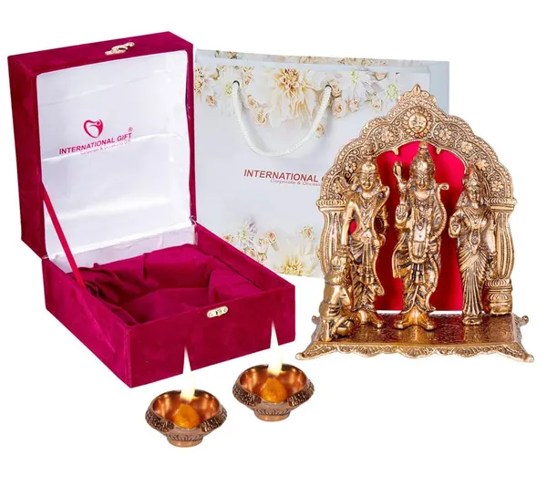 INTERNATIONAL_GIFT®_Copper_Plated_Ram_Darbar_God_Idol_Statue_Oxidized_Finish_with_2_Piece_Designer_Diya_with_Beautiful_Velvet_Box_Packing_and_with_Carry_Bag_(24H_x_21W_x_11L_Centimeters)