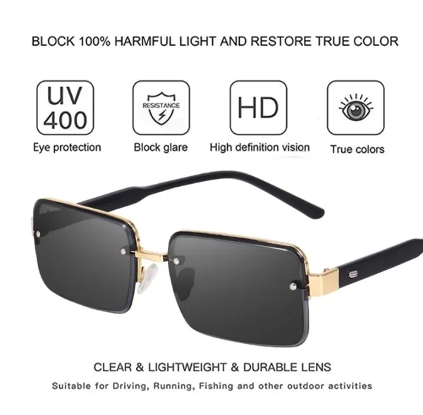 Gold_black_unisex_rimless_sunglasses_for_men_and_women