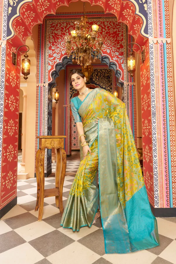 Yellow_Jacquard_Cotton_Sarees_With_Blouse_Piece_For_Women