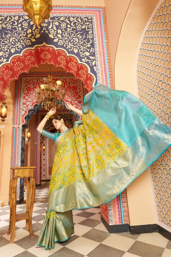 Yellow_Jacquard_Cotton_Sarees_With_Blouse_Piece_For_Women