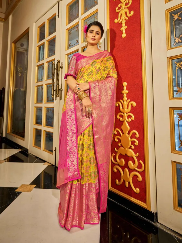 Yellow_Jacquard_Cotton_Sarees_With_Blouse_Piece_For_Women