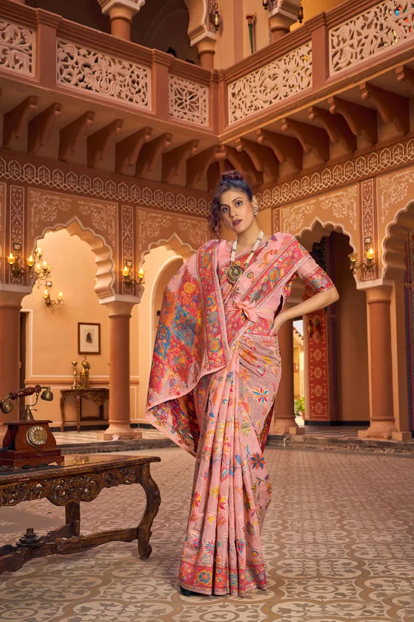 Peach_Cotton_Sarees_With_Blouse_Piece_For_Women