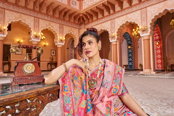 Pink_Cotton_Sarees_With_Blouse_Piece_For_Women