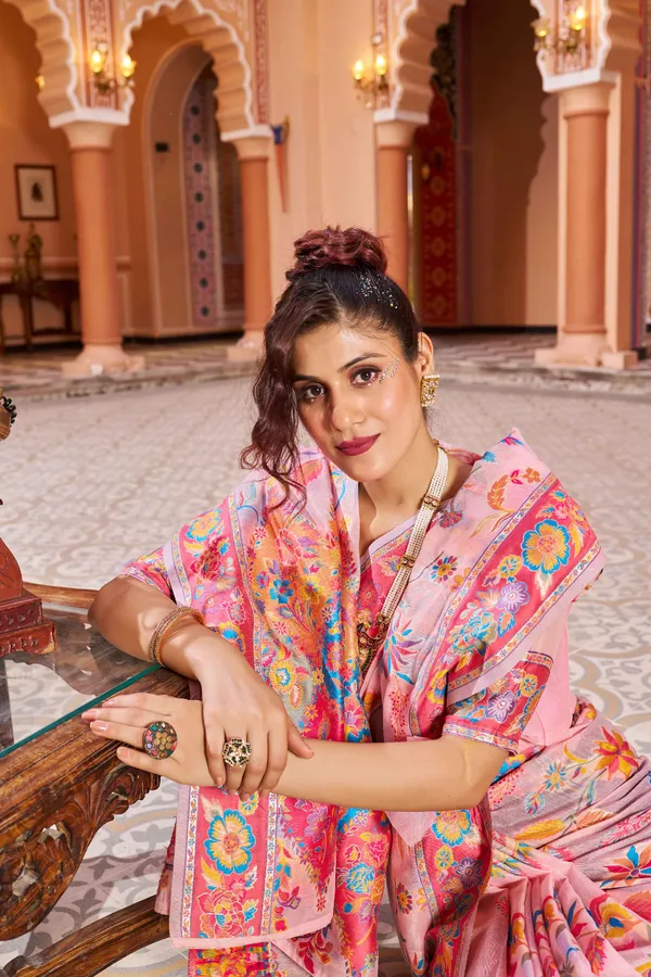 Pink_Cotton_Sarees_With_Blouse_Piece_For_Women