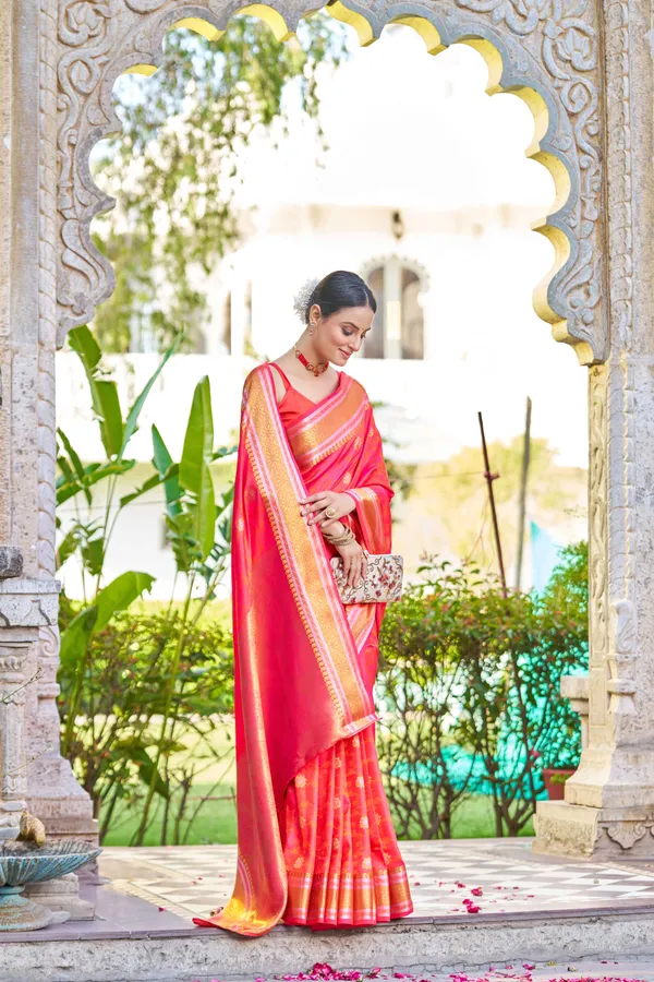 Orange_Silk_Sarees_With_Blouse_Piece_For_Women