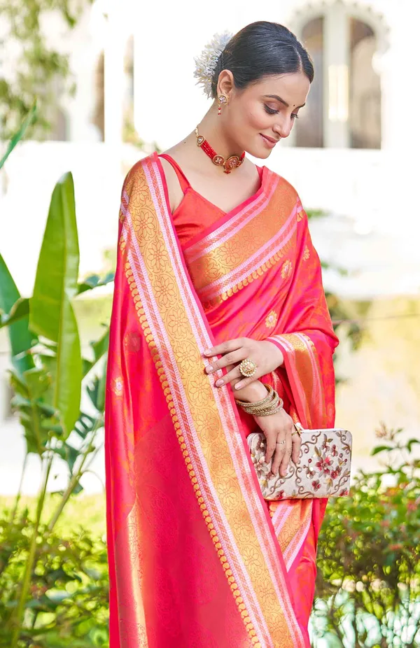 Orange_Silk_Sarees_With_Blouse_Piece_For_Women