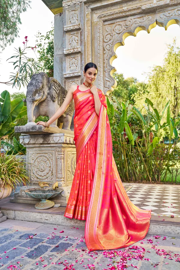 Orange_Silk_Sarees_With_Blouse_Piece_For_Women