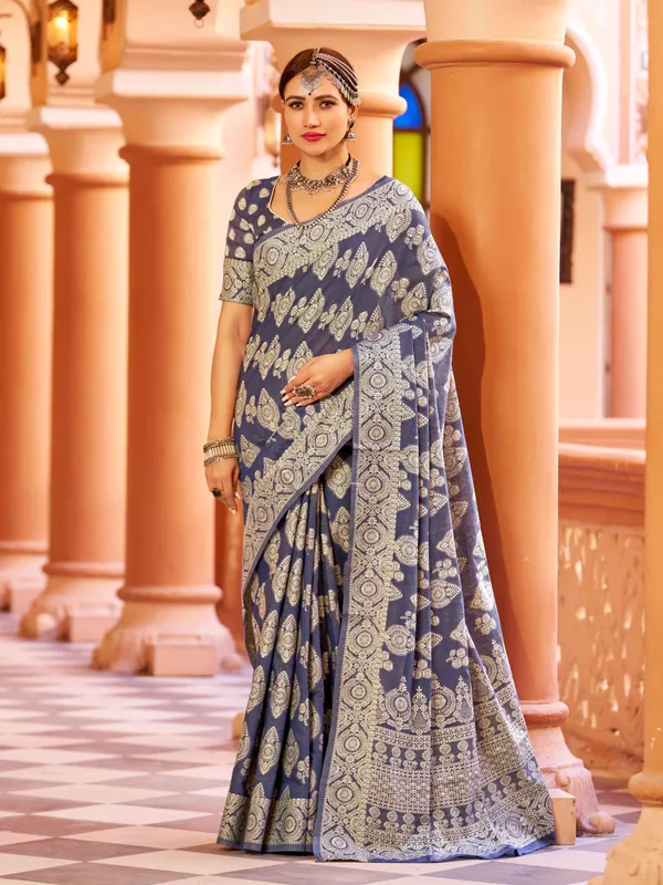 Blue_Cotton_Sarees_With_Blouse_Piece_For_Women