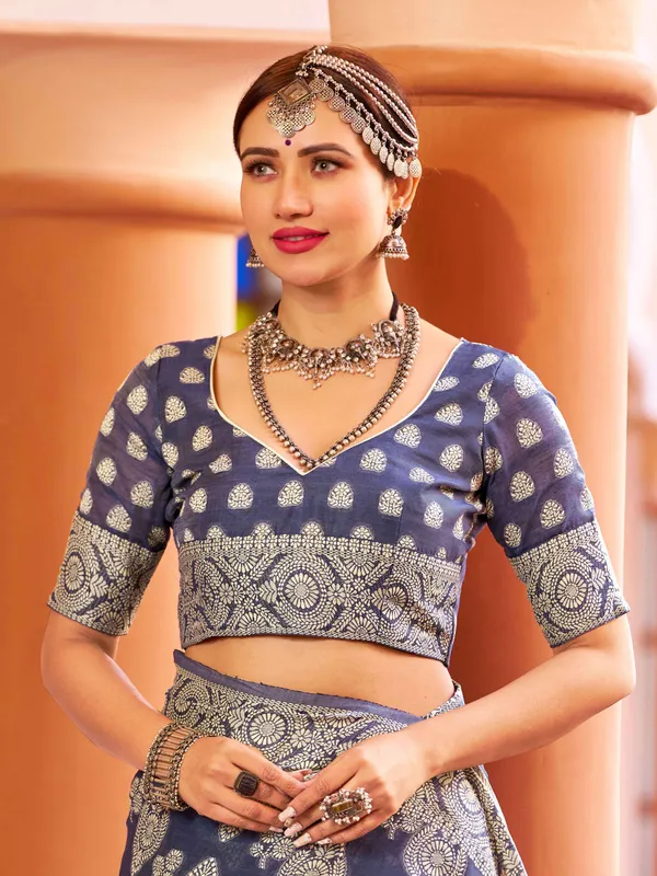 Blue_Cotton_Sarees_With_Blouse_Piece_For_Women