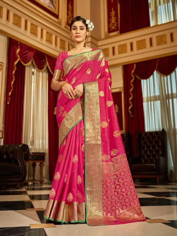 Pink_Cotton_Sarees_With_Blouse_Piece_For_Women