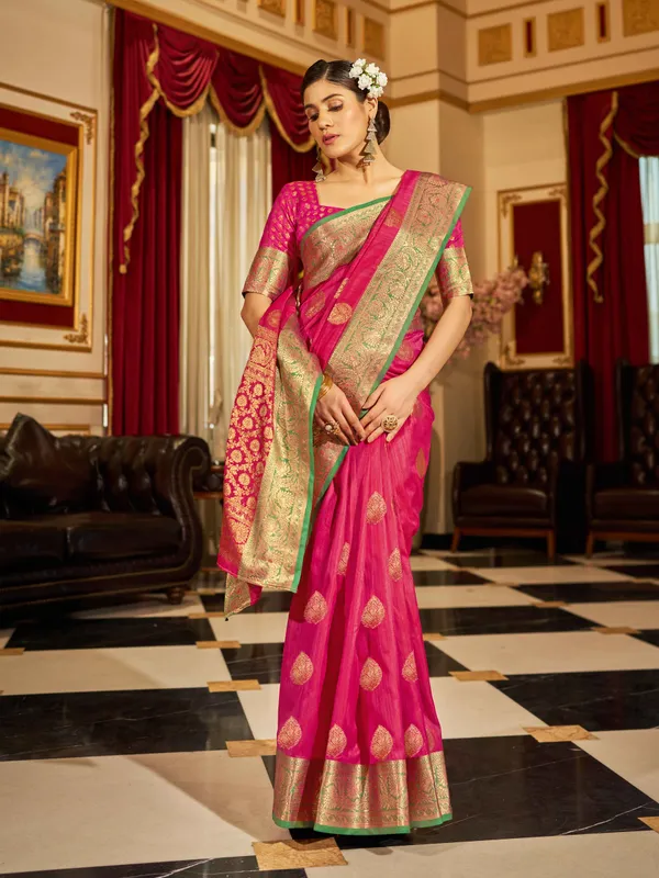 Pink_Cotton_Sarees_With_Blouse_Piece_For_Women