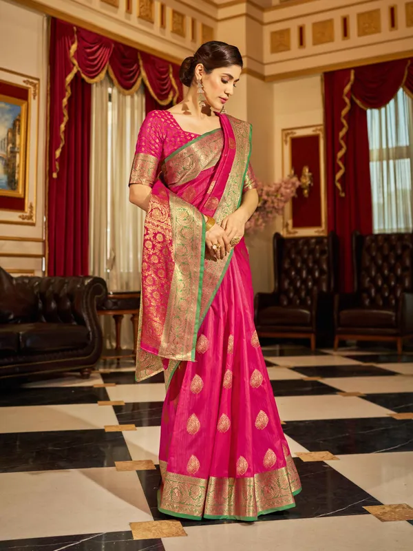 Pink_Cotton_Sarees_With_Blouse_Piece_For_Women