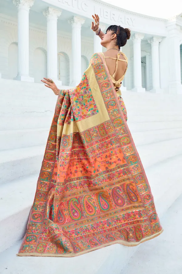 Peach_Cotton_Sarees_With_Blouse_Piece_For_Women