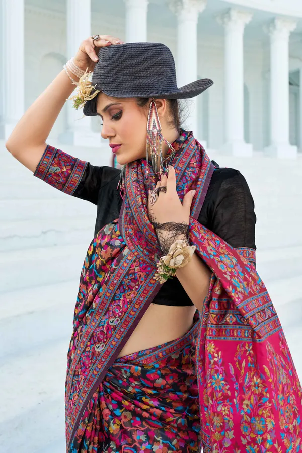 Black_Cotton_Sarees_With_Blouse_Piece_For_Women