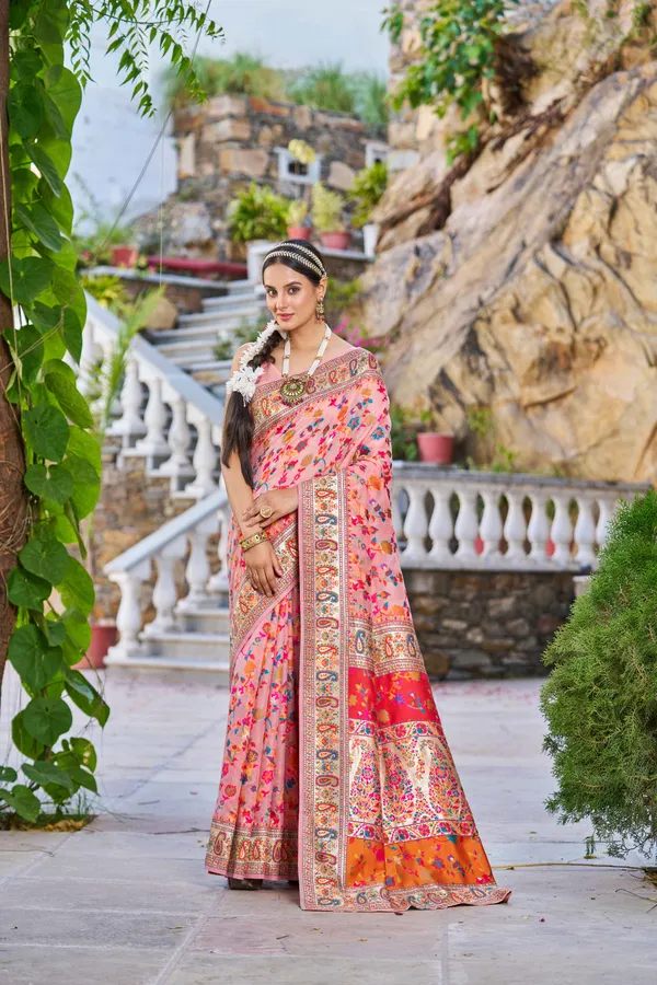 Peach_Cotton_Sarees_With_Blouse_Piece_For_Women