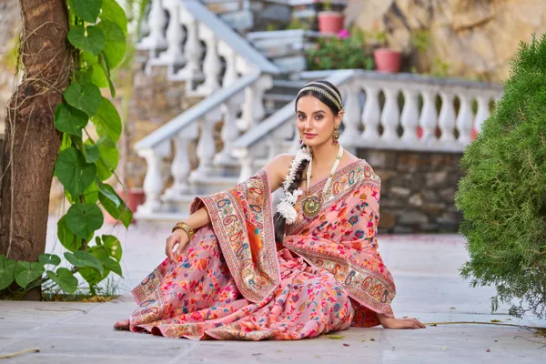 Peach_Cotton_Sarees_With_Blouse_Piece_For_Women
