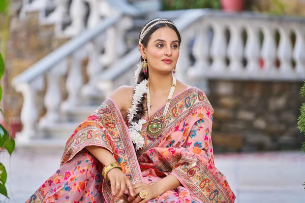 Peach_Cotton_Sarees_With_Blouse_Piece_For_Women