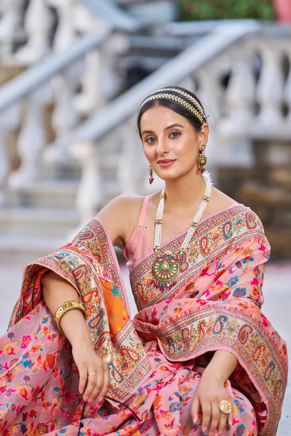 Peach_Cotton_Sarees_With_Blouse_Piece_For_Women