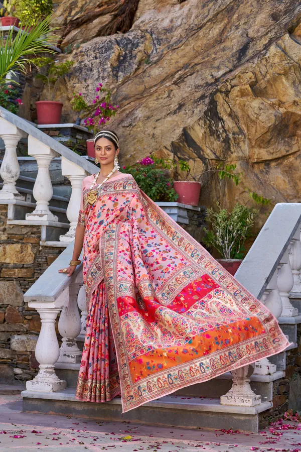 Pink_Cotton_Sarees_With_Blouse_Piece_For_Women