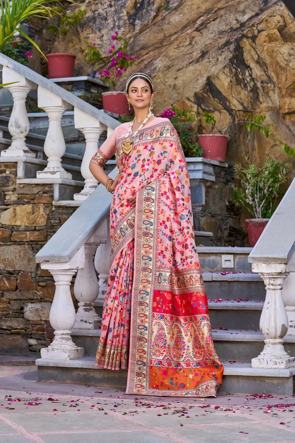 Pink_Cotton_Sarees_With_Blouse_Piece_For_Women