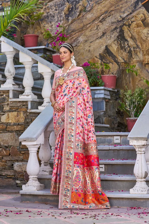 Pink_Cotton_Sarees_With_Blouse_Piece_For_Women