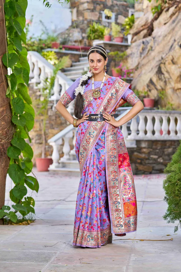 Purple_Cotton_Sarees_With_Blouse_Piece_For_Women