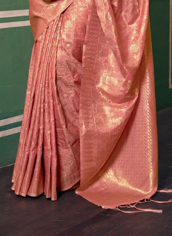 Peach_Silk_Sarees_With_Blouse_Piece_For_Women