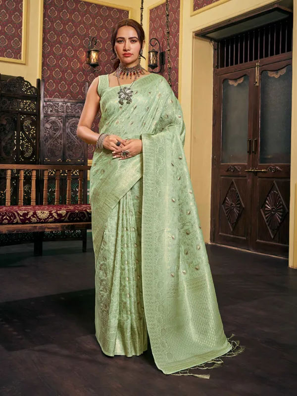 Sky_Blue_Silk_Sarees_With_Blouse_Piece_For_Women