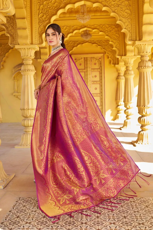 Wine_Silk_Sarees_With_Blouse_Piece_For_Women