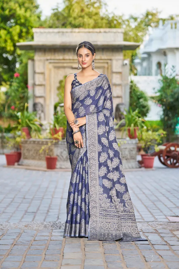 Blue_Cotton_Sarees_With_Blouse_Piece_For_Women