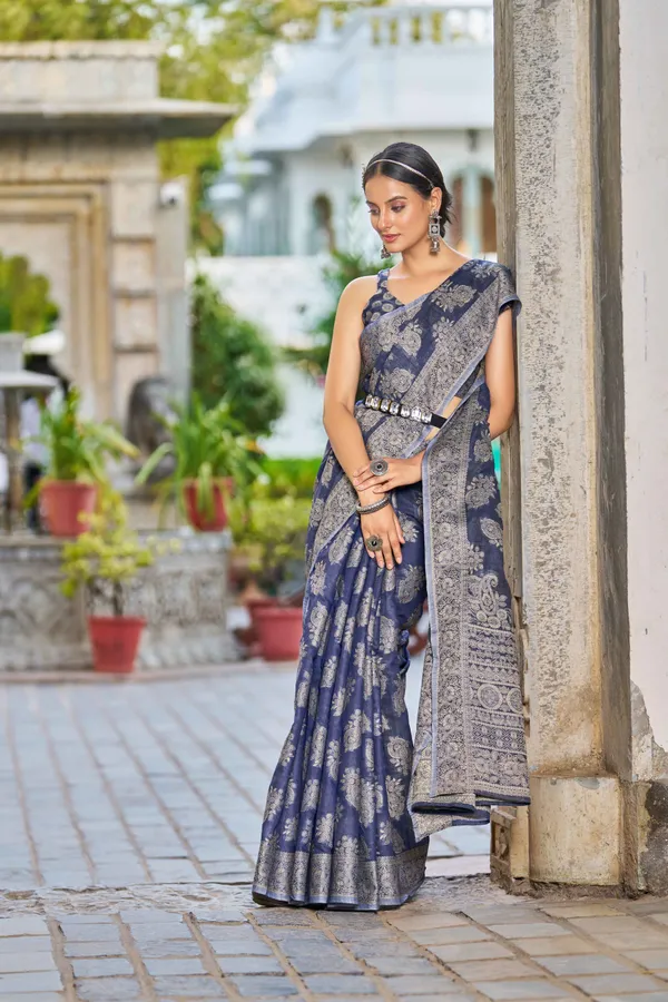 Blue_Cotton_Sarees_With_Blouse_Piece_For_Women