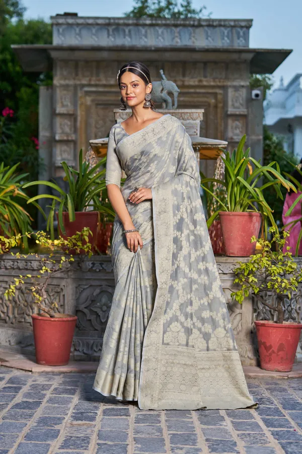 Grey_Cotton_Sarees_With_Blouse_Piece_For_Women