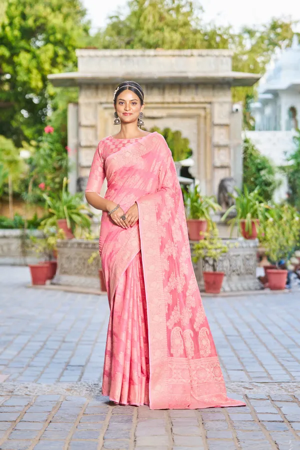 Pink_Cotton_Sarees_With_Blouse_Piece_For_Women