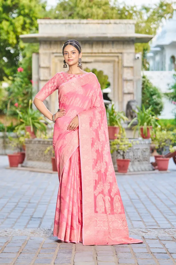 Pink_Cotton_Sarees_With_Blouse_Piece_For_Women