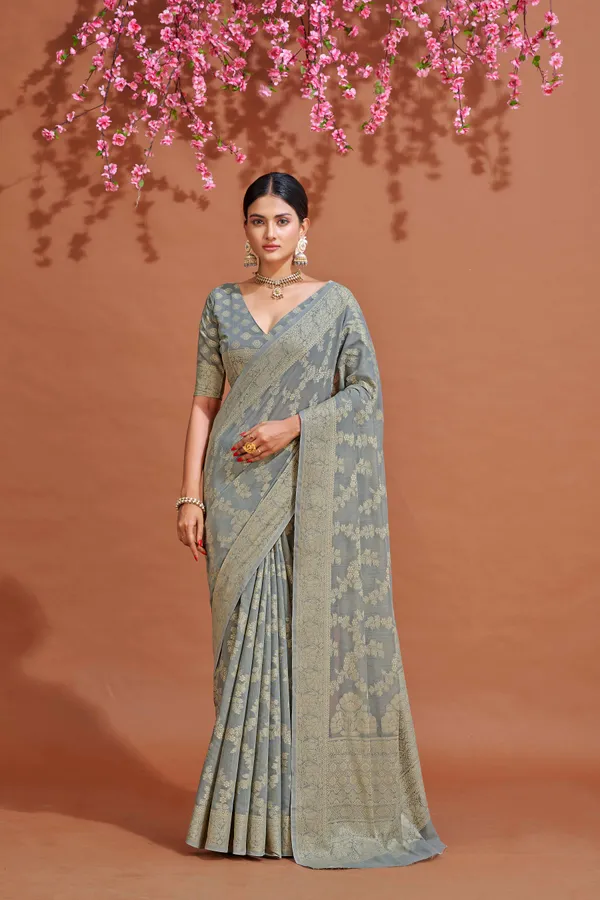Grey_Cotton_Sarees_With_Blouse_Piece_For_Women