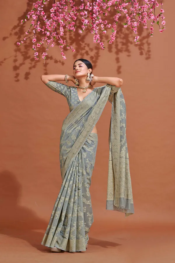 Grey_Cotton_Sarees_With_Blouse_Piece_For_Women