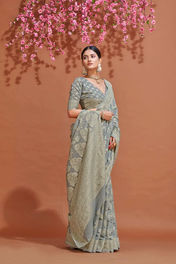 Grey_Cotton_Sarees_With_Blouse_Piece_For_Women