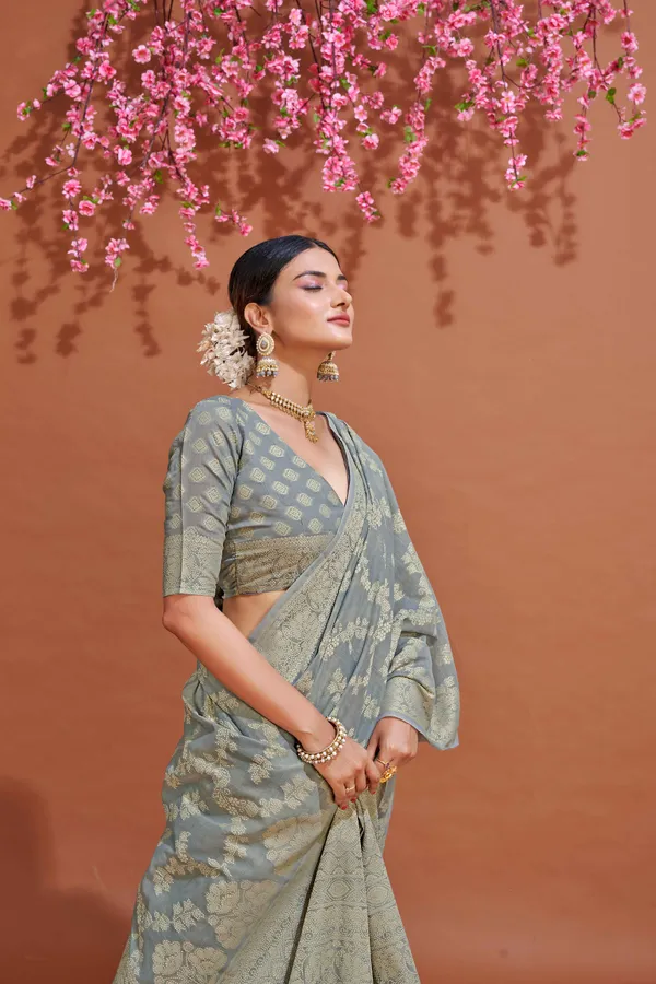 Grey_Cotton_Sarees_With_Blouse_Piece_For_Women