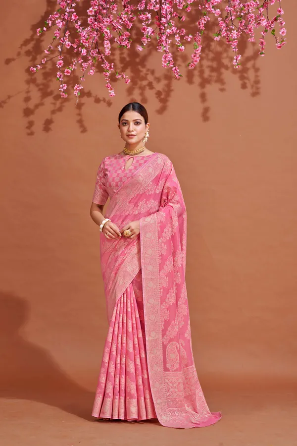 Pink_Cotton_Sarees_With_Blouse_Piece_For_Women