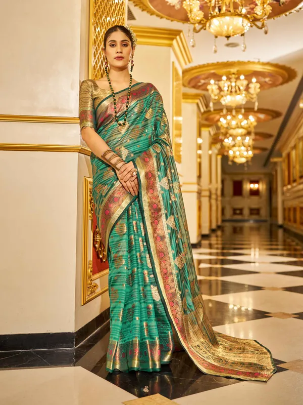 Firozy_Organza_Sarees_With_Blouse_Piece_For_Women