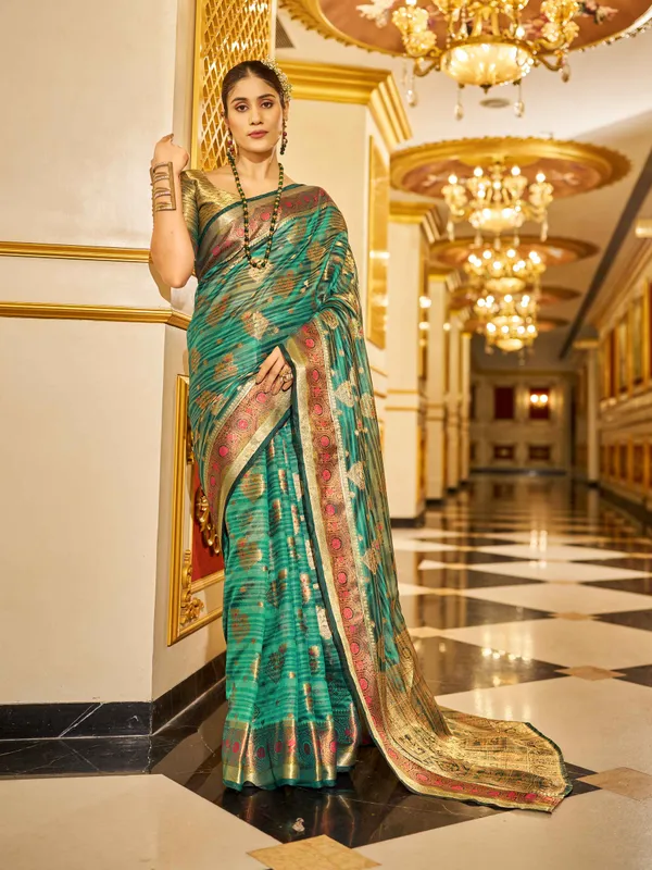 Firozy_Organza_Sarees_With_Blouse_Piece_For_Women