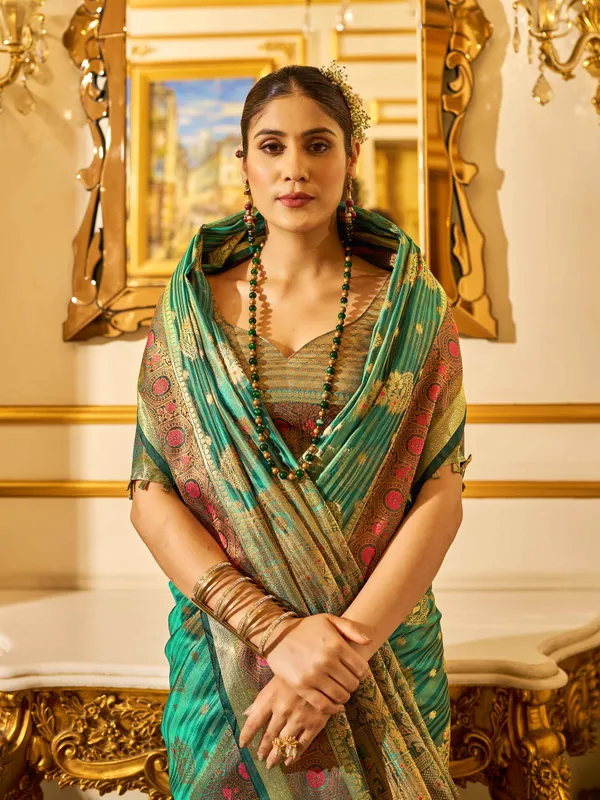 Firozy_Organza_Sarees_With_Blouse_Piece_For_Women
